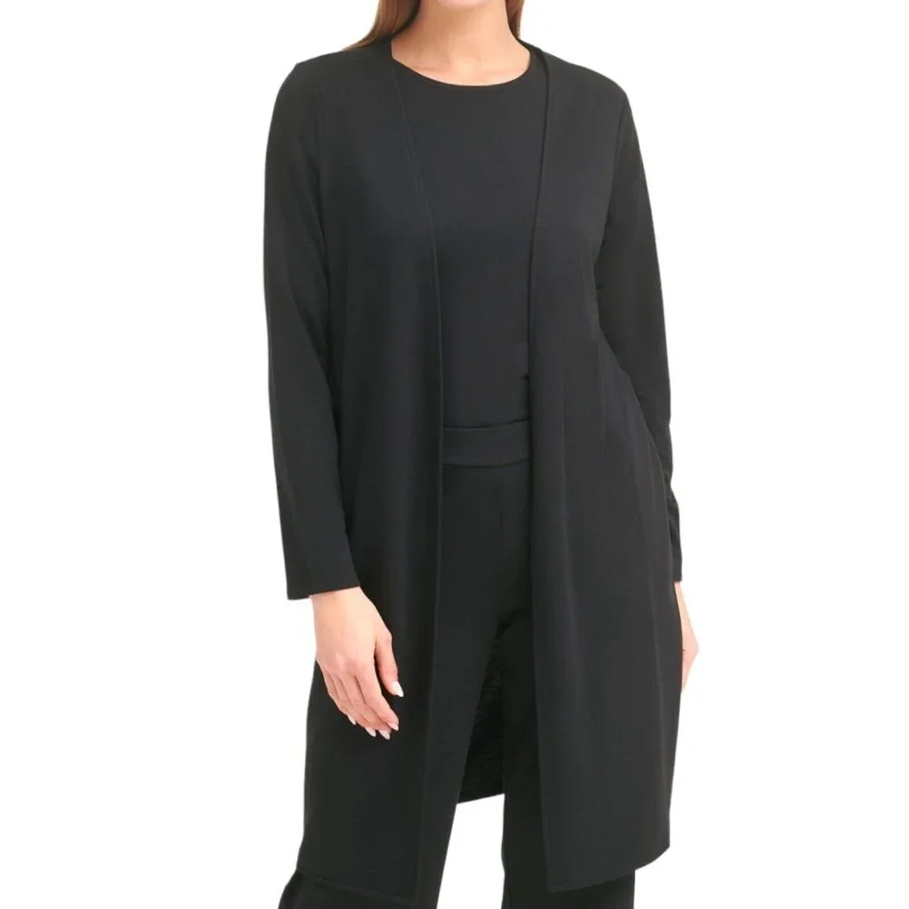 Calvin Klein Black Stretch Top Coat PXL Work Wear - Picture 1 of 7